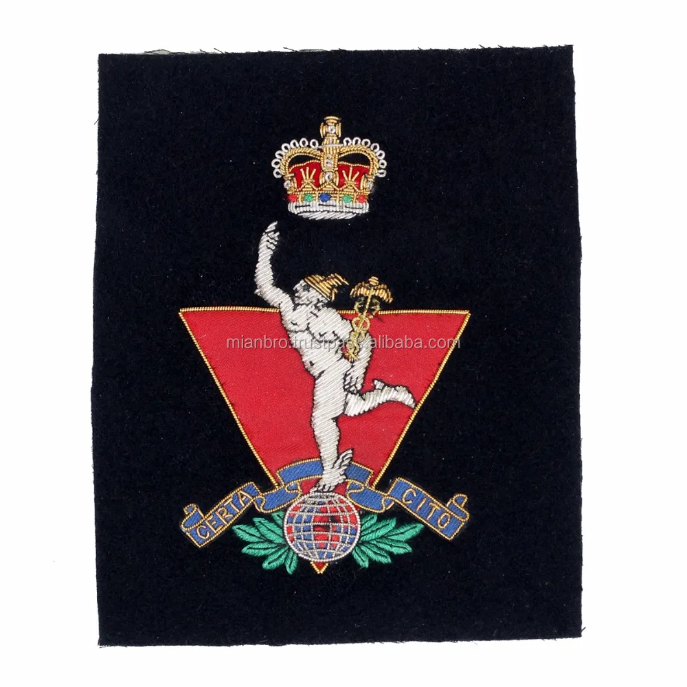 UK Blazer Pocket Badges, Hand Embroidered with Bullion Wires Gold and Silver