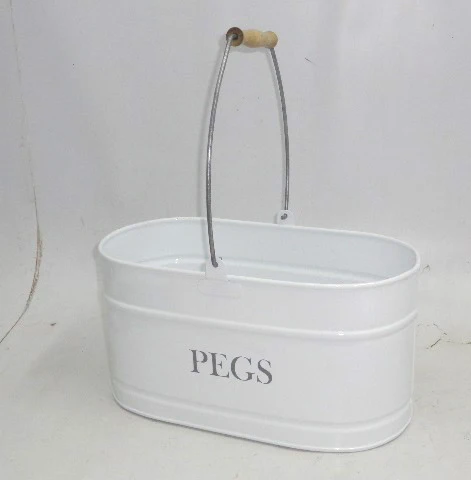 Decorative Oval Shape high quality metal Pegs powder tin boxes and Container with handle