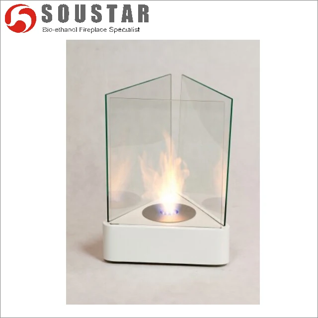 2018 made in china nice tri-angle design bio ethanol table fireplace