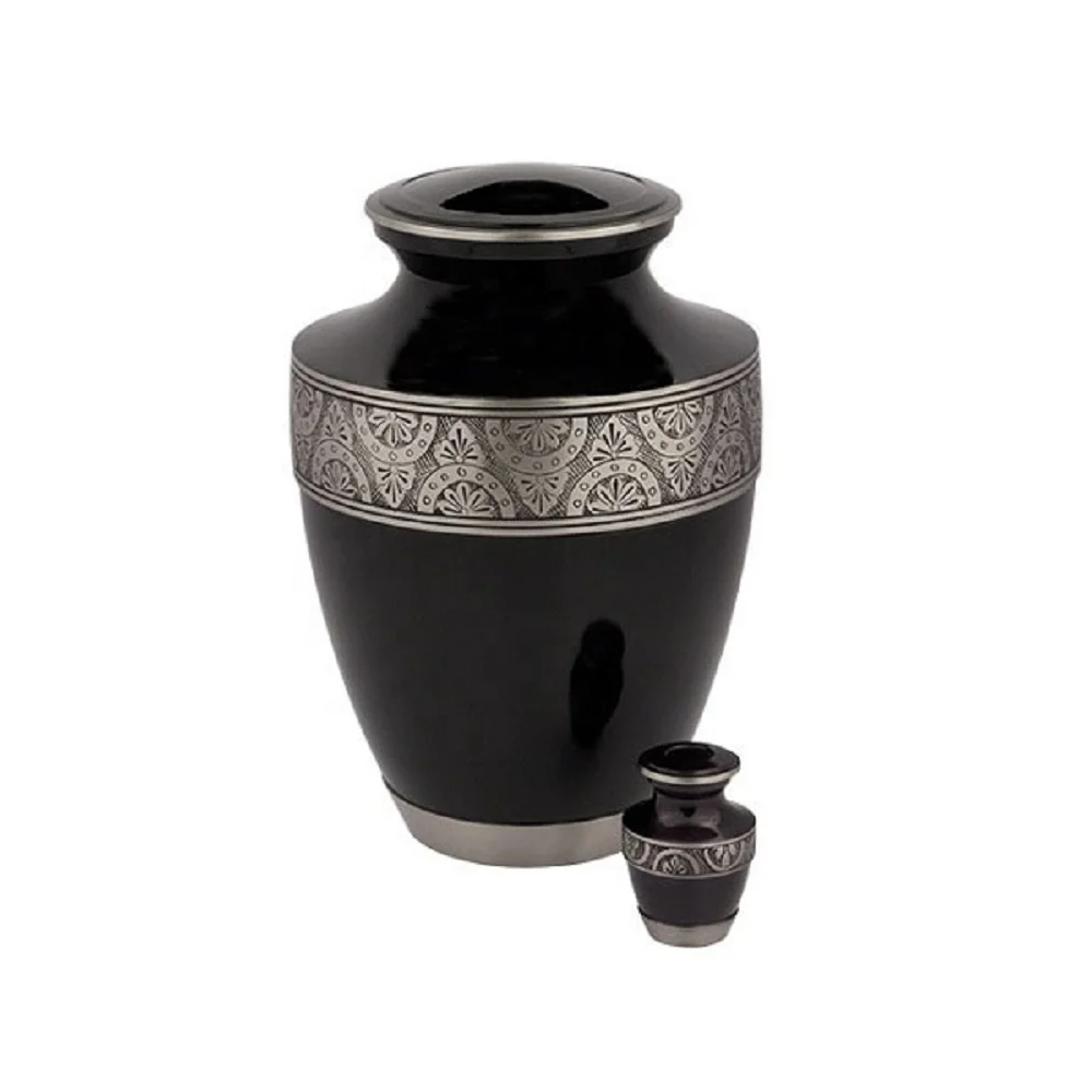 Funeral supplies urns for human ashes royal black engraved design keepsake urn for funeral services (50037969041)