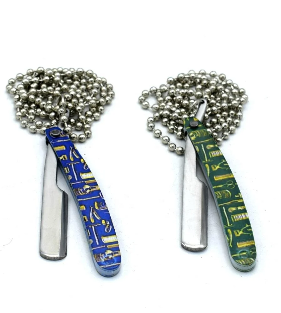 Wholesale Price Stainless Steel Barber Razor Design Pendant Custom Logo Barber Necklace Jewlery