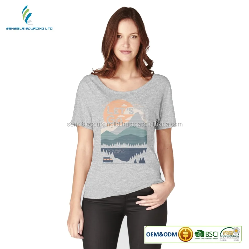Women t shirt customized print Bangladeshi supplier 100% cotton t-shirt polo shirt
