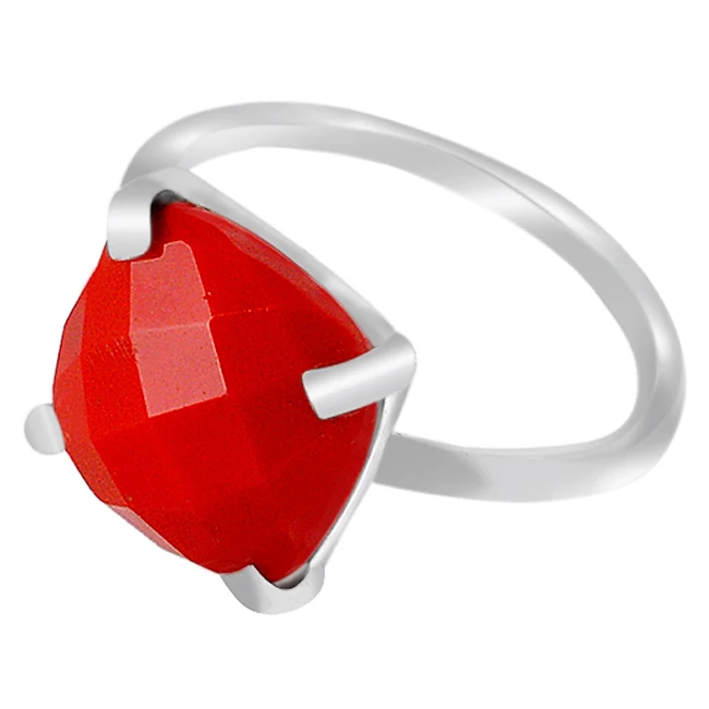 Silver 925 Rings Jewelry CARNELIAN Gemstone Ring  Stone from India Box Classic Dome Picture 18k Gold Plating 50pcs