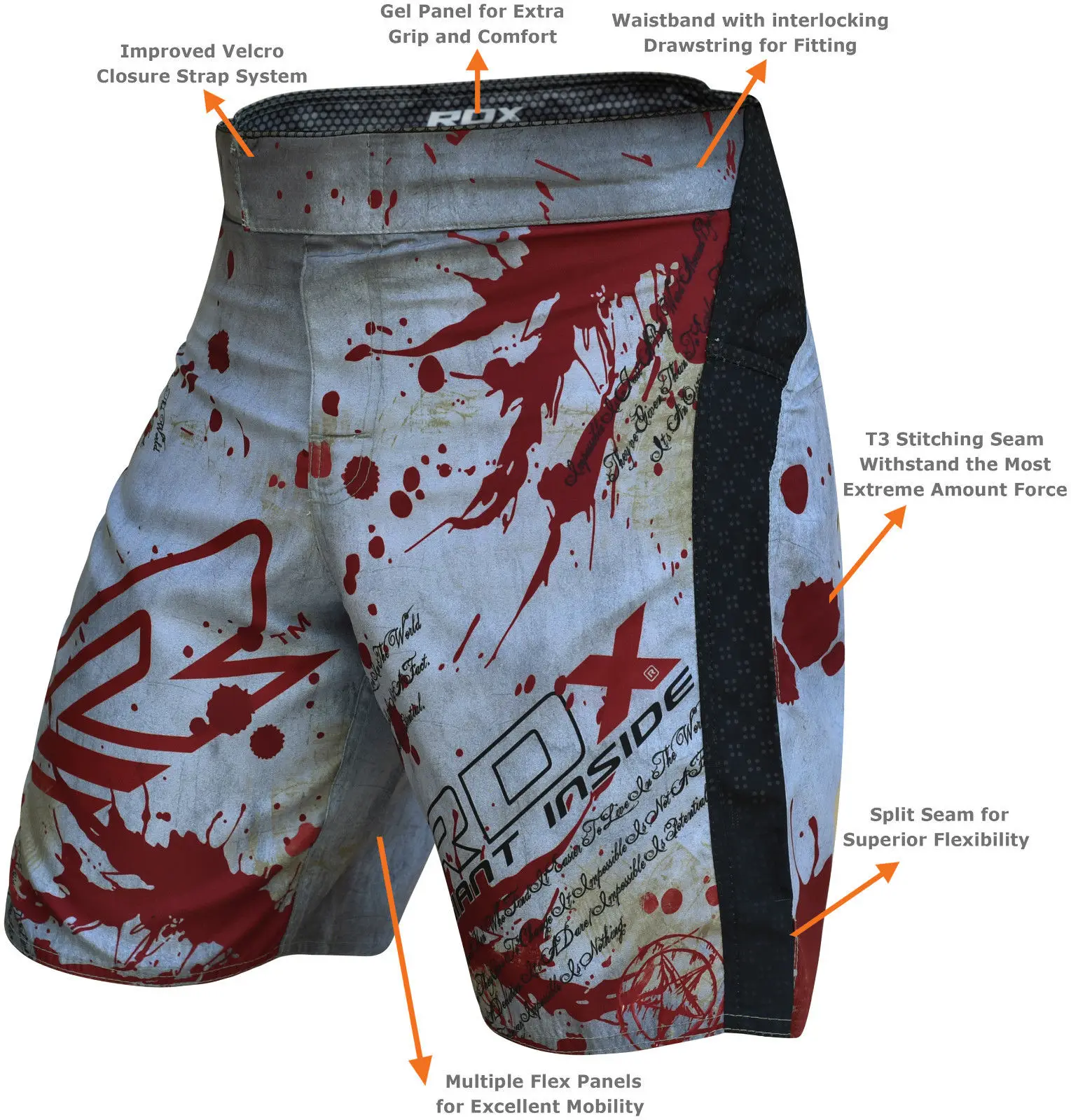 Blood MMA Shorts Grappling Kick Boxing Mens Muay Thai Cage Fight Trunks