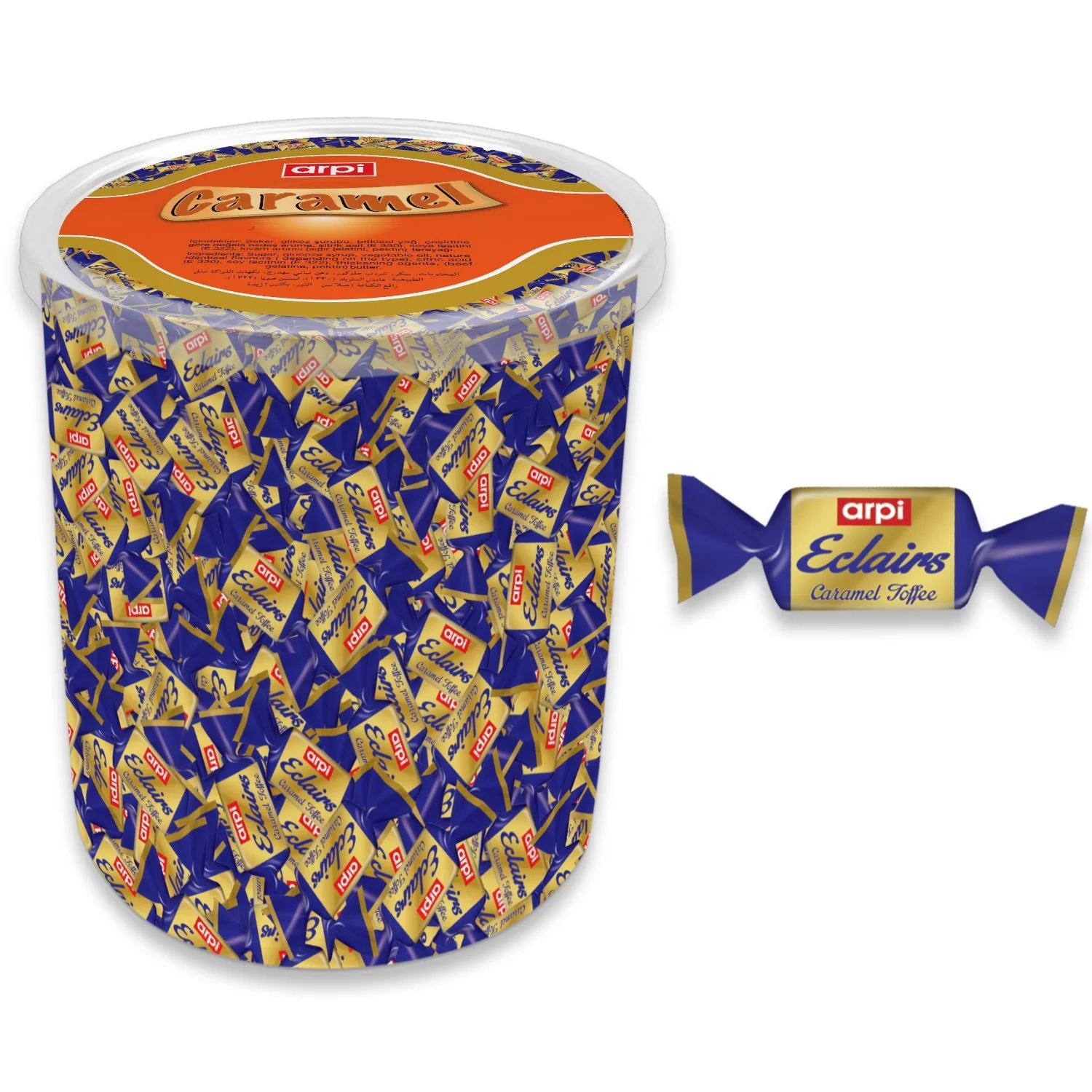
Eclairs Caramel Soft (Chew) Candy 1 KG Transparent Plastic PVC Jar 