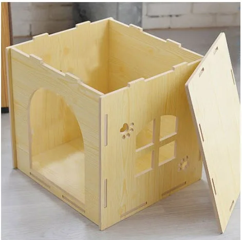 DIY 2018 sweet design wooden pet house colorful MDF cat house