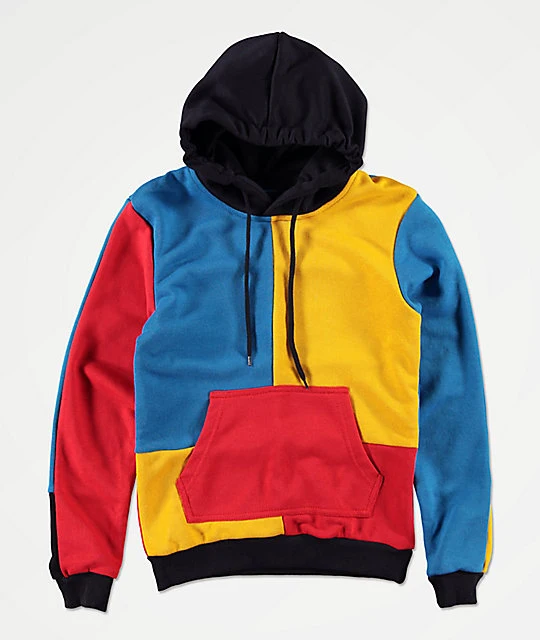Manufacturer custom men color block oem hoodie two tone sweatshirt cut and sew New Arrival Color Block French Terry hoodies