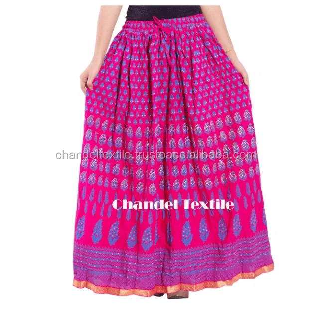 Jaipuri Rajasthani Cotton Block paisley floral Print Straight long Skirt for Women Girls Indian skirts Dress boho Wrap skirts