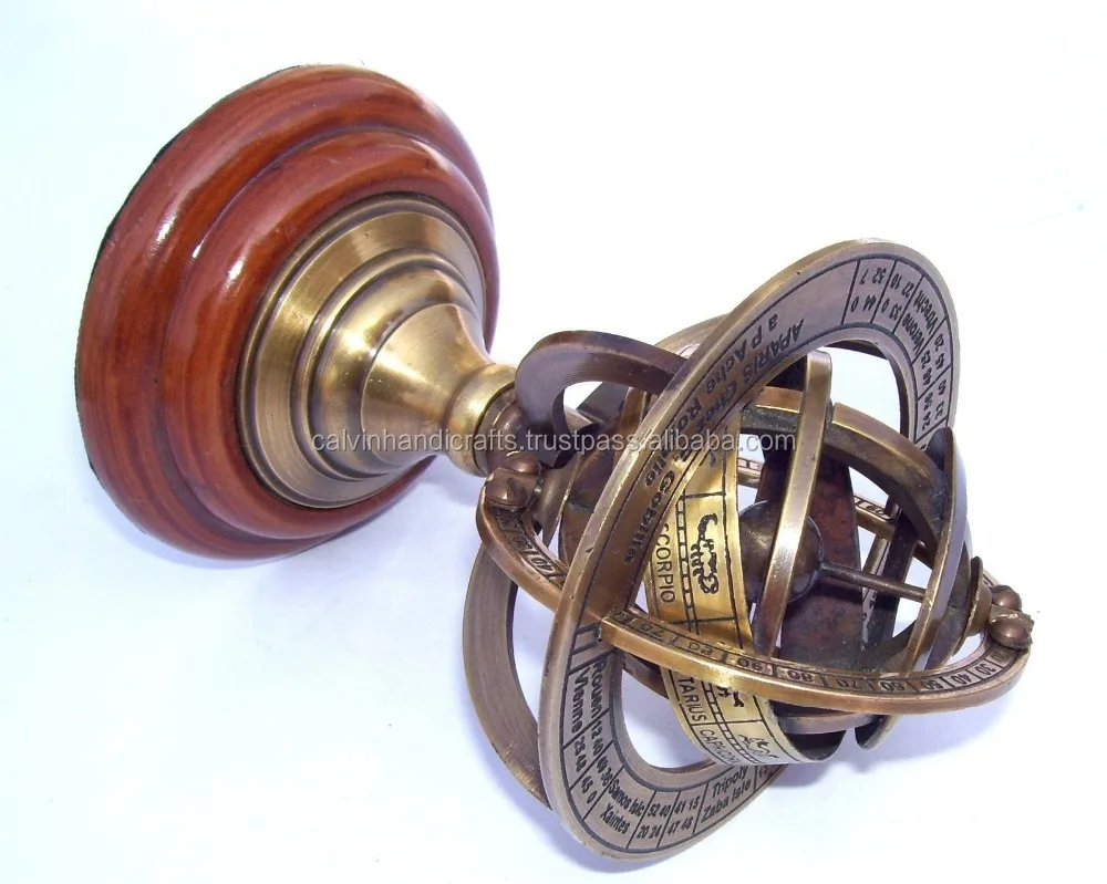 Морская Античная латунная подмышка Сфера мир шар палисандр декор для стола латунь РАШИ маленький размер CHGLOB25002