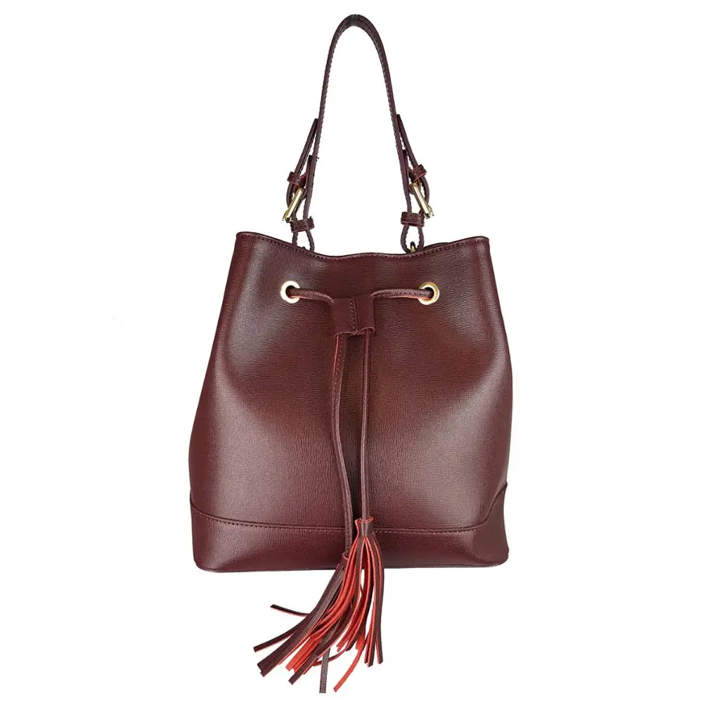 Italian Leather Handbag Shoulder bag Woman Genuine Leather Bag Made in Italy Bucket Hand Bag Saffiano