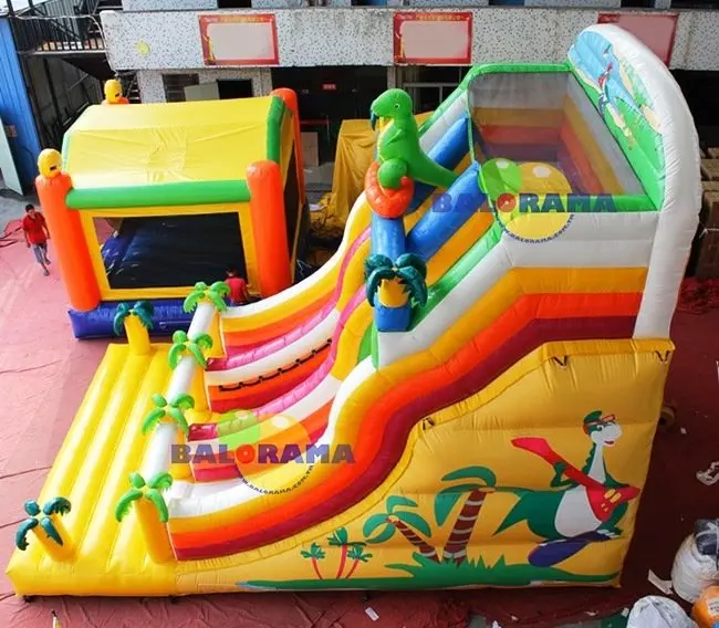 inflatable double slide, giant inflatable slide, inflatable dino slide