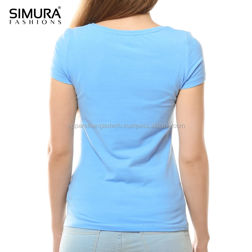 
Woman Clothes Design Melange Yarn High Quality Single Jersey Breathable Casual Use T Shirts 