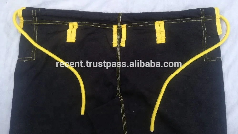 BJJ Brazilian Jiu-Jitsu Gi Pearl Weave Black Trouser Yellow Thread heavy fabric trouser