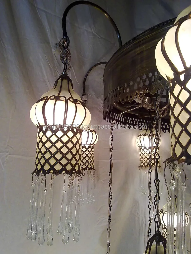 BR337 Traditional Vintage Reproduction White Stained Murano Glass Chandelier Modern Antique Style E26 Base Ceiling Lighting