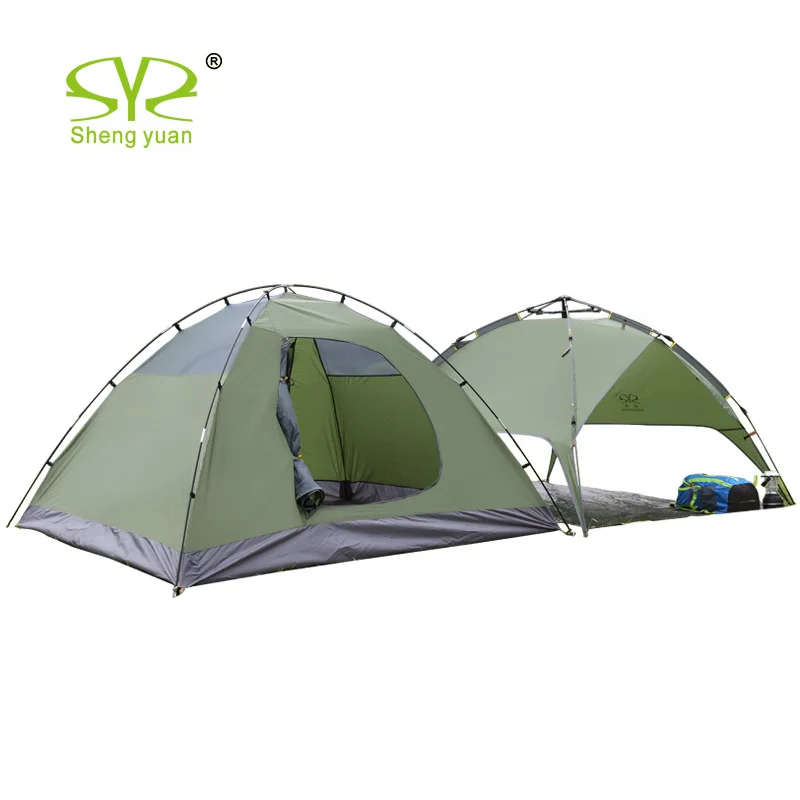3-4 Person Windbreak Camping Tent Dual Layer Waterproof Pop Up Open Anti UV Tourist Tents For Outdoor Hiking Beach Travel