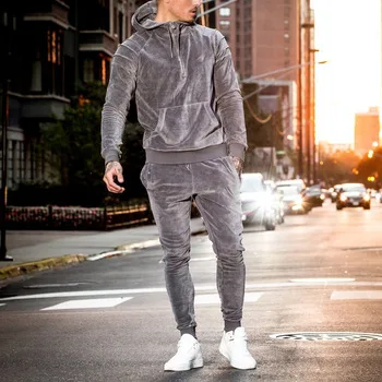 Fashion Custom High Quality Velvet Velour Tracksuits Men/Sports wear tracksuits