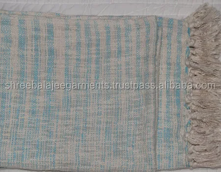 Wholesale Eco-friendly Soft Cotton Blanket Throw Pure natural cotton Strips pattern sofa throw blankets soft bed Throw