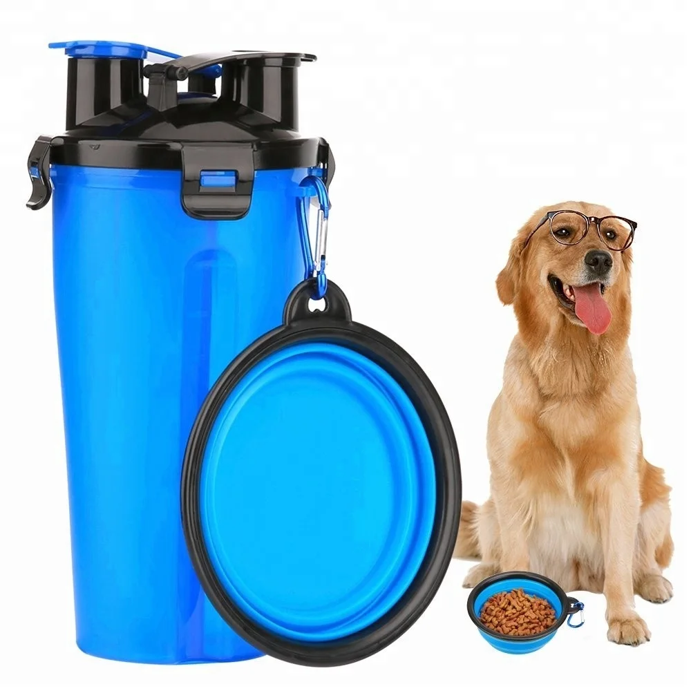 2 in 1 Pet Dog Products Drinking Water Plastic  Dog Water Bottle