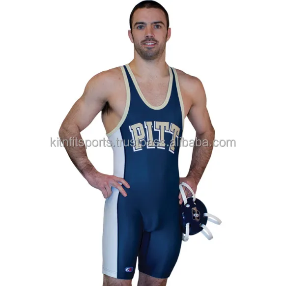 Wholesale custom made Red/Navy Blue Lycra Wrestling Wear Wrestling Singlet for Body Building
