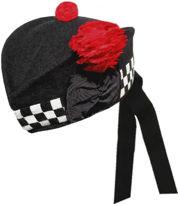 
Wholesale Glengarry diced black wool scottish bagpipe hat 
