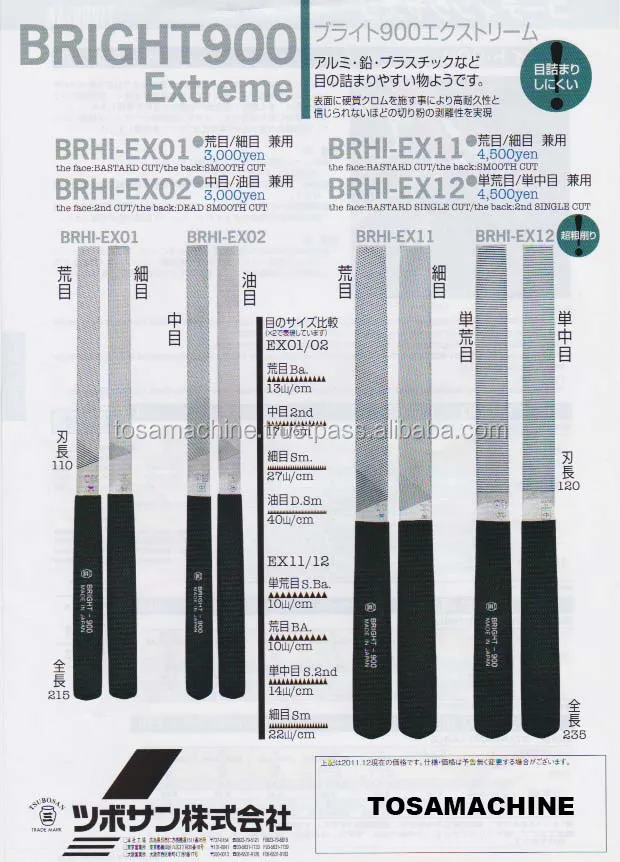 TSUBOSAN Original Coating Files BRIGHT-900 Assorted type for wide range between soft-metal to hard-metal