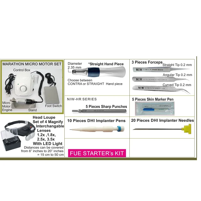 FUE Hair Transplant KIT 119 FUE KIT Pack  MARATHON Micro Motor Set Head