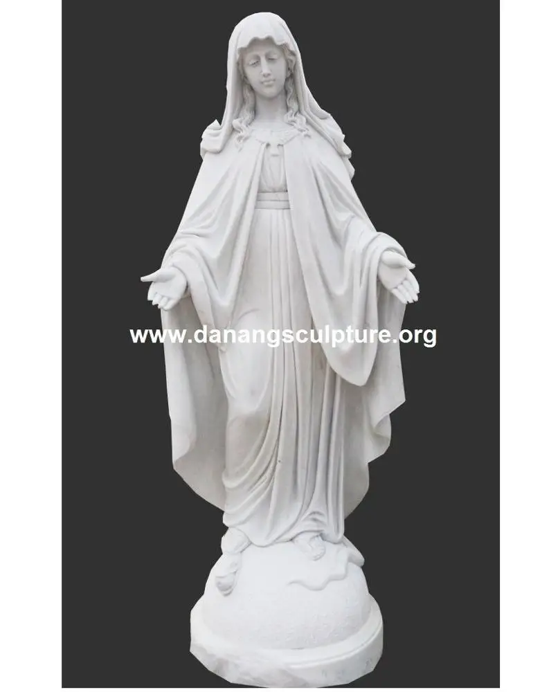 Vietnamese Factory Custom Indoor and Outdoor Natural Solid Stone Carving White Marble Virgin Mary Statue virgin for sale