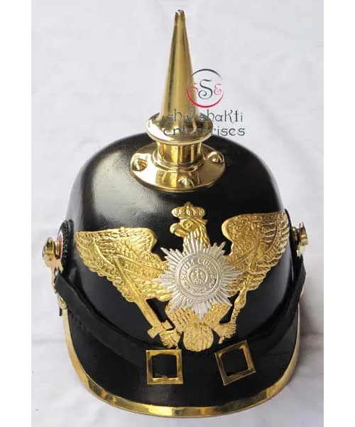 Средневековый защитный шлем кожаный шлем Pickelhaube Латунный Шлем из немецкой Агатовой кожи прусский баварский шлем