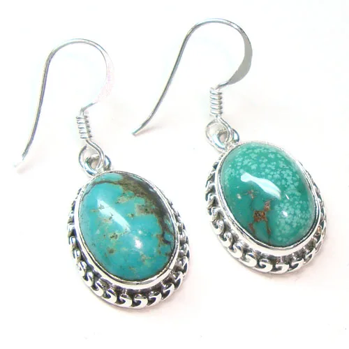 925 sterling silver drop earrings for women authentic blue Tibetan turquoise wholesale jewelry