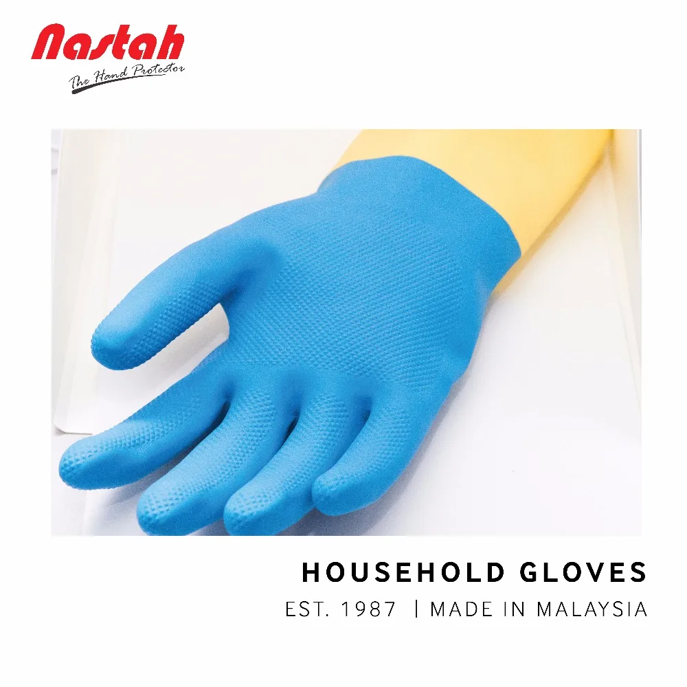 Ergonomic design cotton flocklined rubber gloves latex gants en latex for meat filleting fish filleting food preparation daily