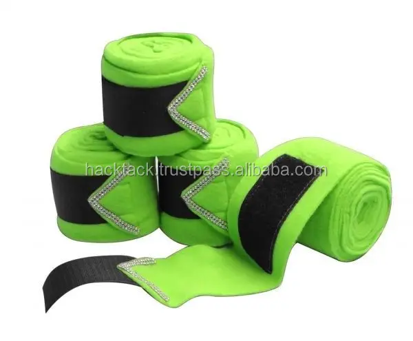 Horse fleece bandages with crystal Horse Fleece Polo Wraps Leg Bandages pink color Horse fleece bandages with crystal