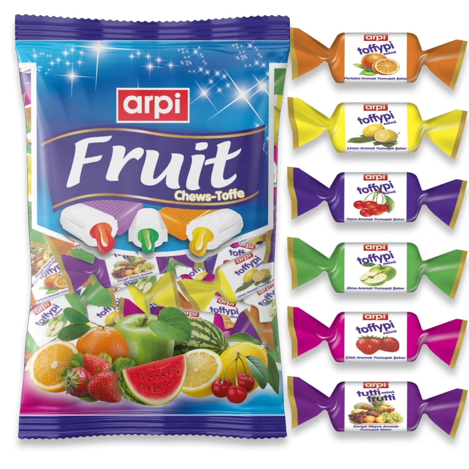 
Toffypi Mini Fruity Soft (Chew) Candy 1 KG Fruit Bag 