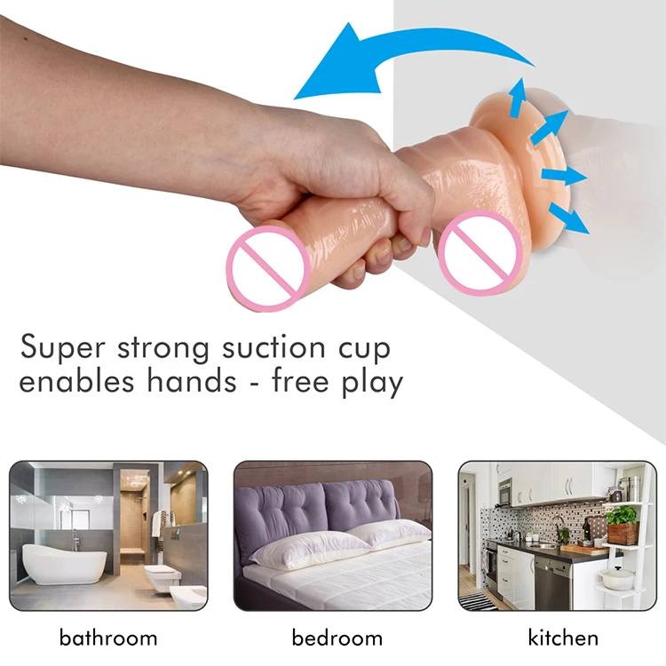 Фаллоимитатор на присоске резиновая секс-игрушка пластиковый пенис для женщин киска