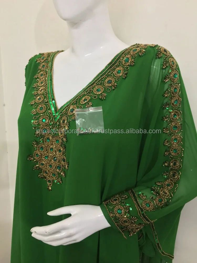 Beaded Sequins Kaftan Caftan Top Woman Blouse Woman Most Demanded Embroidered Summer Long Sleeve Adults Georgette women kaftan