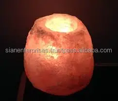Sian Enterprises Crafted Sphere Shape Candle Holder Himalayan Crystal Salt Lamp Stone Material for Wedding Lighting