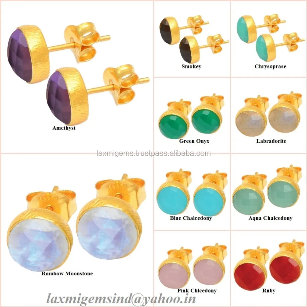 Bottom Price Amethyst gemstone 925 silver wholesale stud earrings