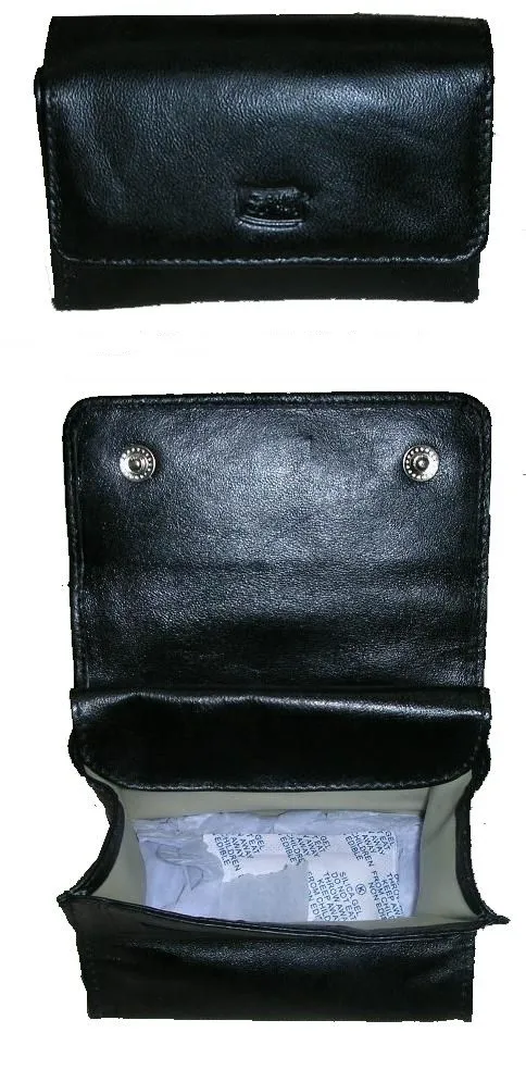 Genuine Leather Latex Lined Magnet Button Closure Pocket Compatible Leather Tobacco Pouch