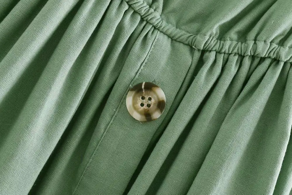 Summer Casual Cami Button Up A-Line Dress Women with Tie-Up Ribbon