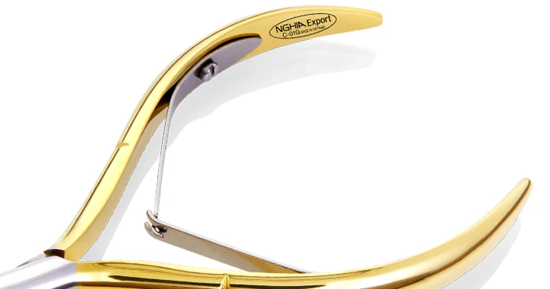 NGHIA Brand Export C-01G Stainless Steel Gold Finished Cuticle Nipper Premium Excellent Nipper Professional Nail Salon