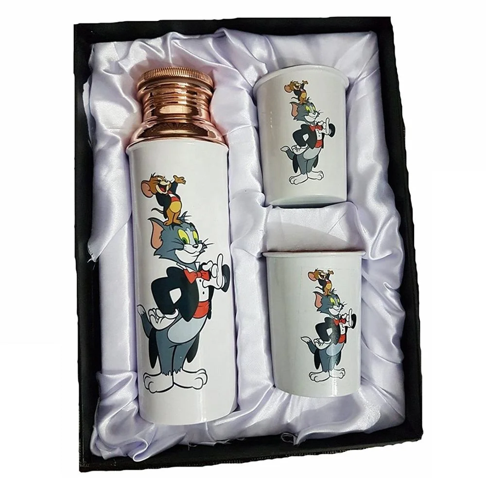 Flower Painted Copper Water Bottle  Newest Printed Pure Copper Water Bottles Cheap And Best Customize Bottle