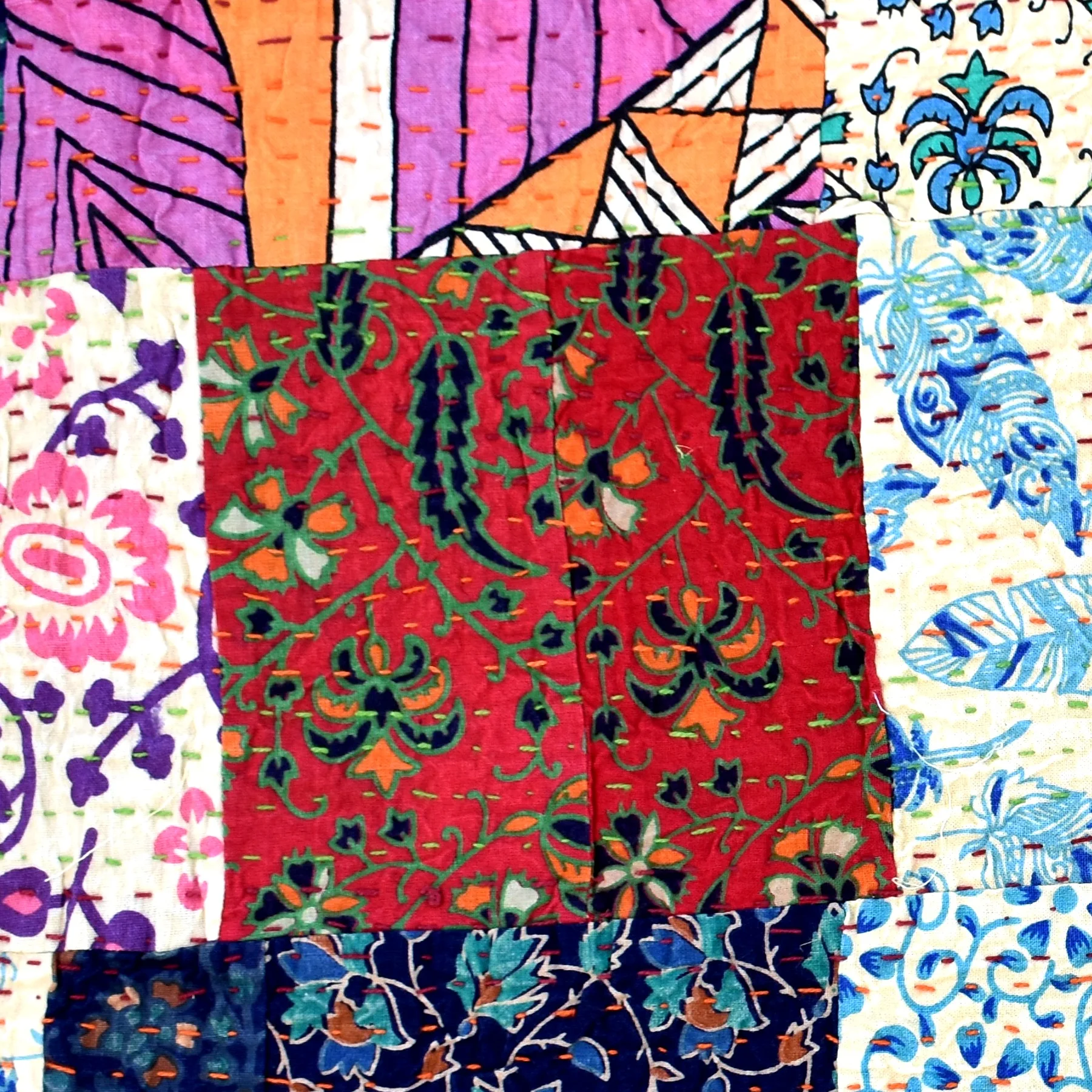 Hot Selling Indian Queen size Hand Stitched Patchwork Cotton Kantha Quilt Wholesale