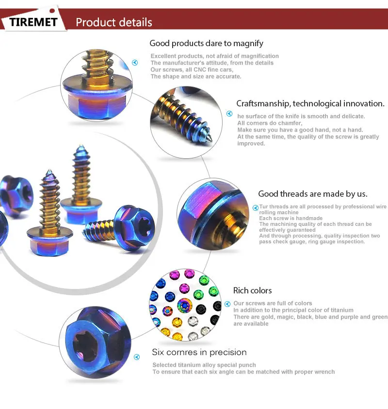 M5 x 15mm GR5 Titanium Alloy Self Tapping Flange head Torx Screws Bolts For Motorcycle
