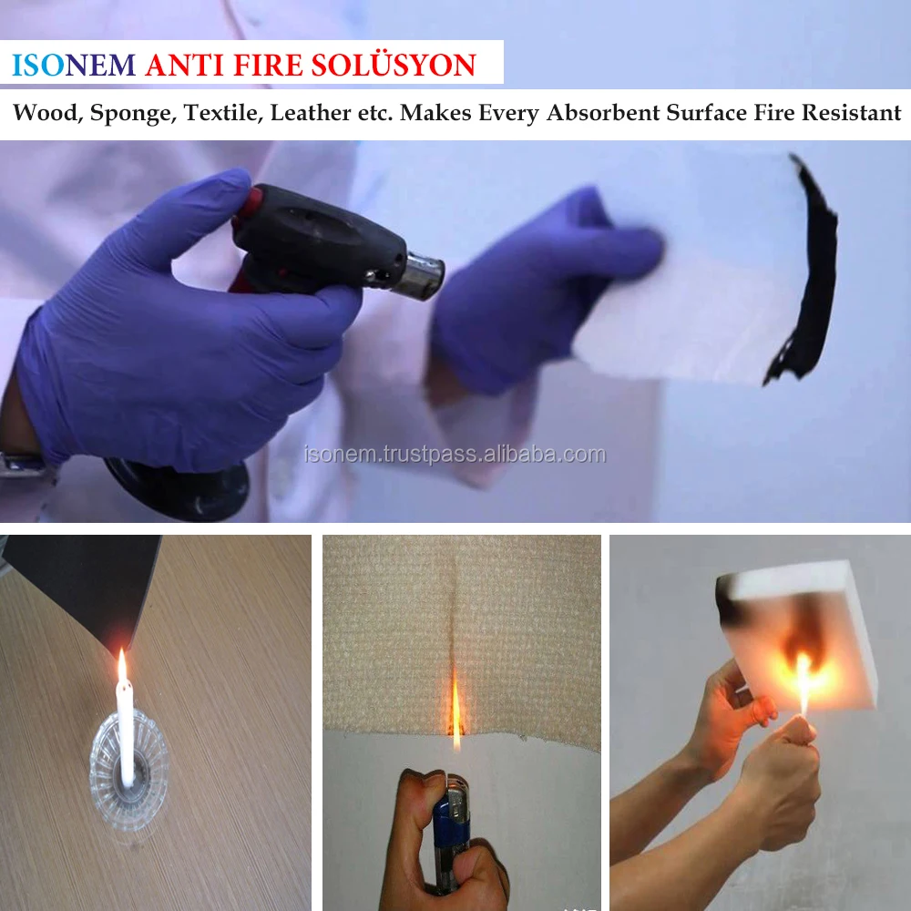 ISONEM ANTIFIRE SOLUTION FLAME RETARDANT FIRE PROTECTION MATERIAL FOR ABSORBENT SURFACES, FABRIC, WOOD, PAPER, WALL, TEXTILE