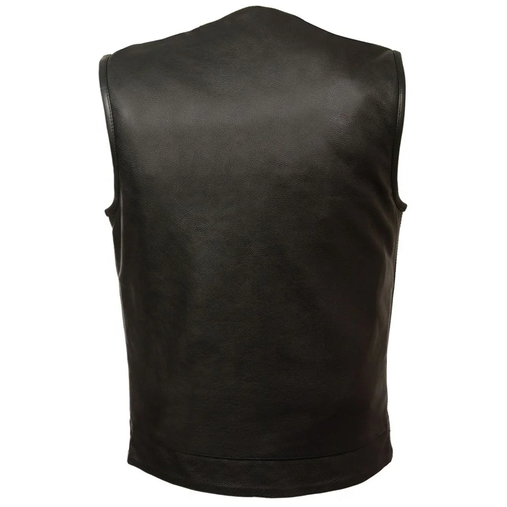 New Design  Motorcycle Customize 2024 North American Leather Vests High Quality Club Vest Men Cowhide Leather For Bikers