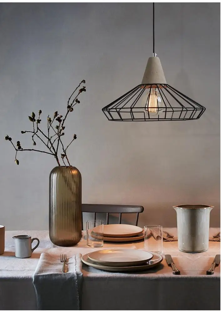 Cage Pendant Lamp For Home Lighting Barn Metal Wire Cage Hanging Light Chandelier Matt Black Iron Pendant Lamp