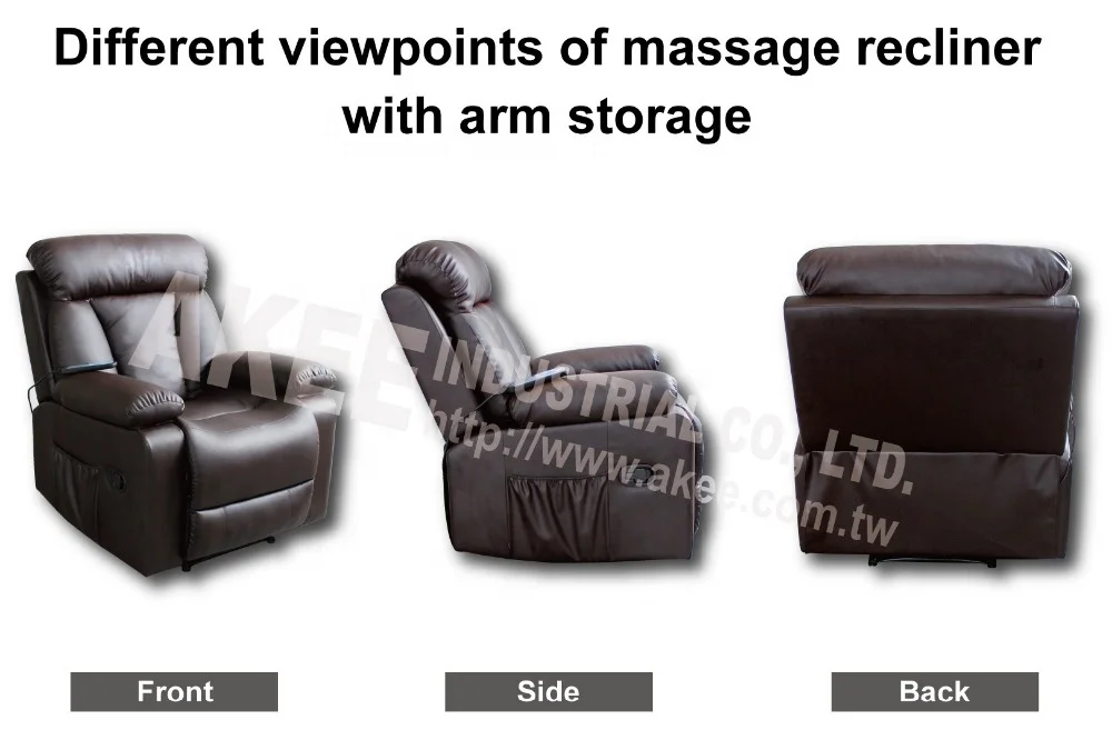 
Good Upholstered arm storage recliner massage chair for Heat USB Leather Seat Sofa Manual Recliner luxury low profile chair 