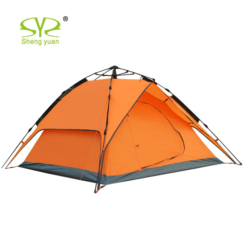 3-4 Person Windbreak Camping Tent Dual Layer Waterproof Pop Up Open Anti UV Tourist Tents For Outdoor Hiking Beach Travel