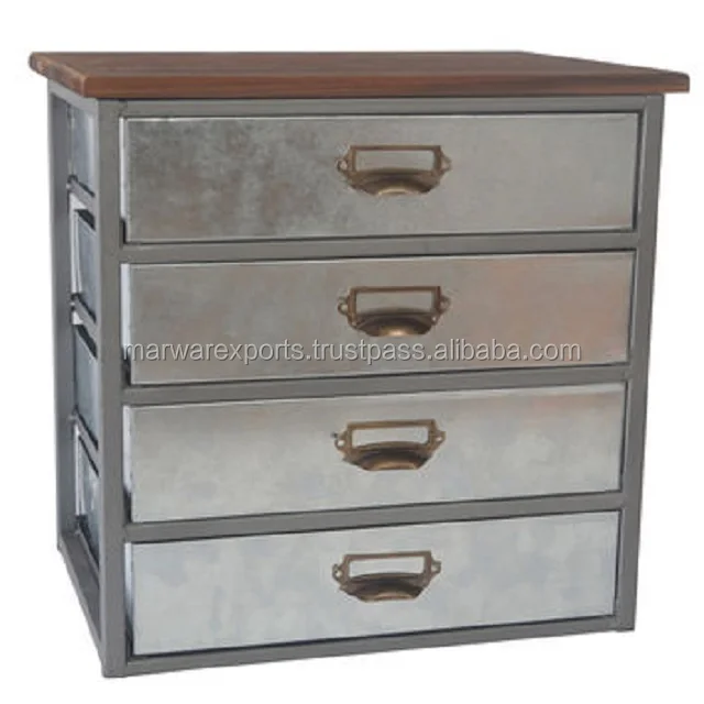 White Metal Embossed Chest of Drawer New Arrival 2024 Latest Design Solid Natural Mango Wood Chest of Drawers Cabinet