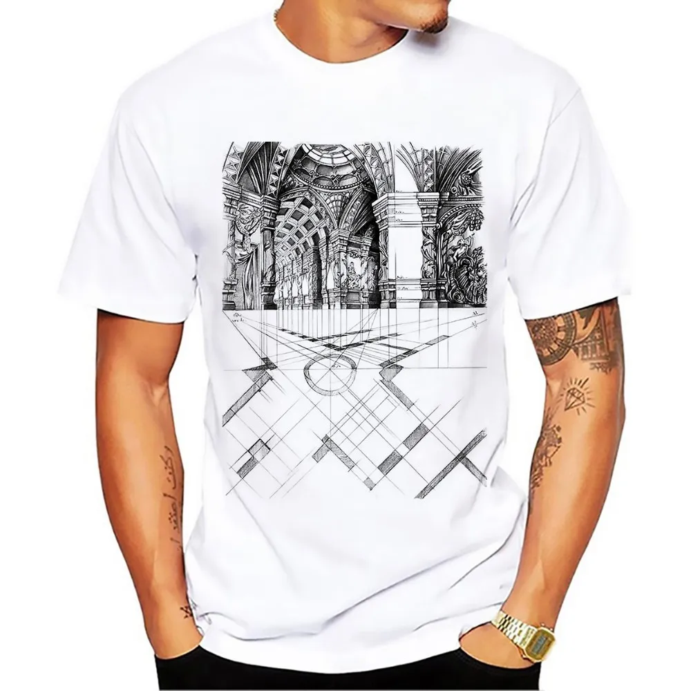 Custom Sublimation Eiffel Tower Technical drawings t-shirt