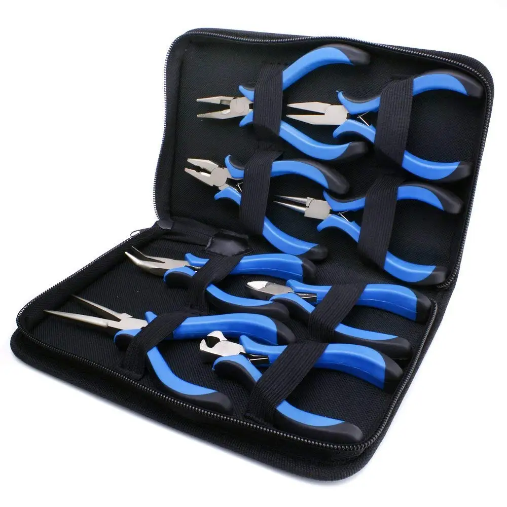 8 Pcs Jewellery Making Beading Mini Pliers Tools Kit Set Flat Long Round Nose